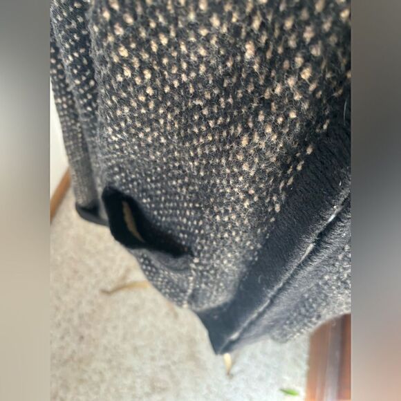 J.Crew Wool Blend Cardigan Hook Eye Closure Pockets Black Tan Size L - Picture 6 of 13